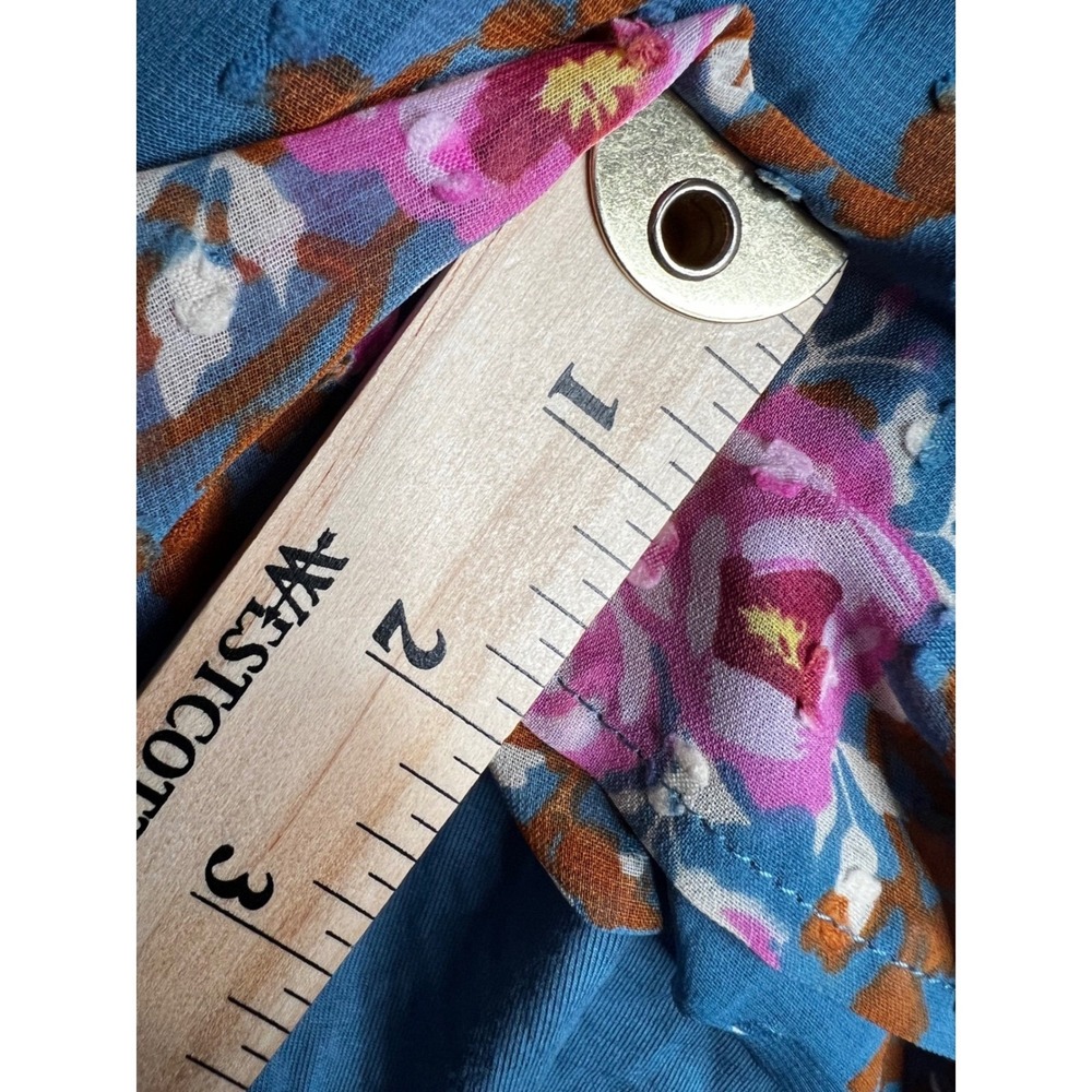 Matilda Jane Women Blue Pink Floral Rose Clip Dot‎ Tunic Dress L Boho High Low - Picture 9 of 10
